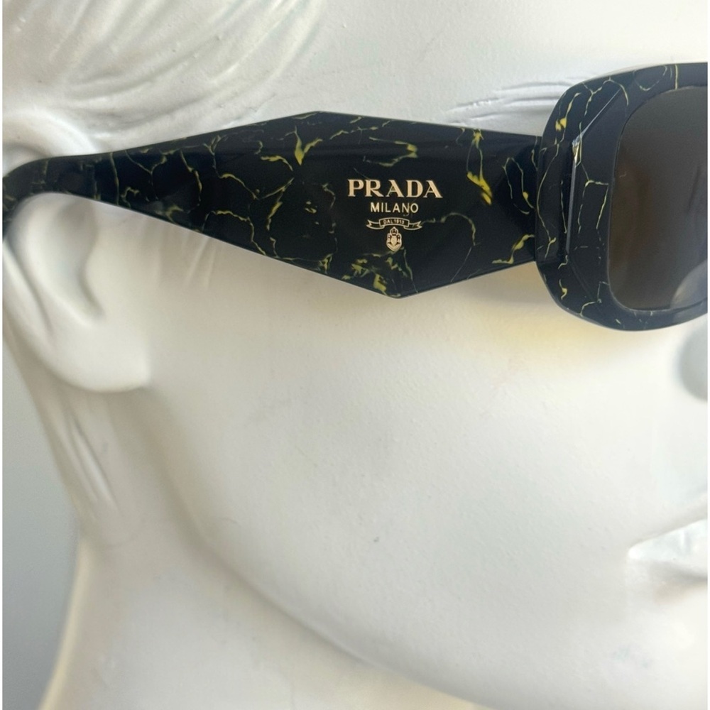 PRADA Rectangular Logo Sunglasses PR 17WSF Black/… - image 2
